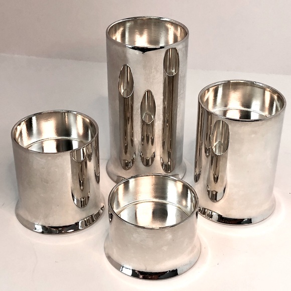 Other - Silver Plate Candle Holders Set of Four Modern Decor